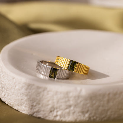 Olive Peridot Signet Ring
