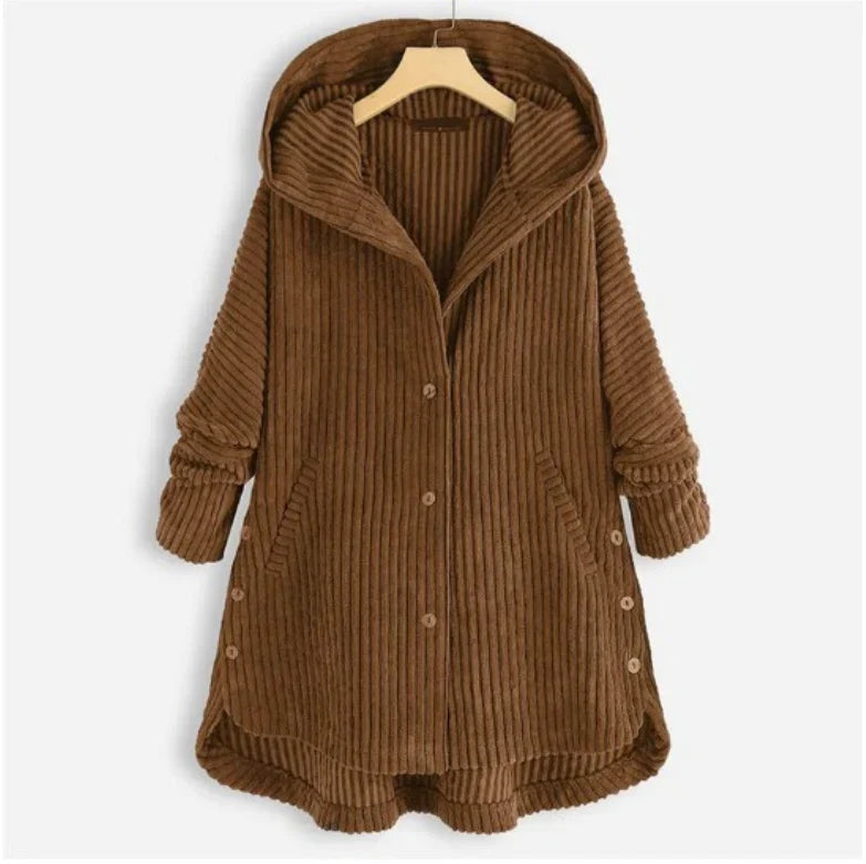 Aure Paris | Cozy Relaxed-Fit Ribbed Hooded Coat