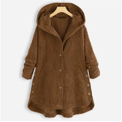 Aure Paris | Cozy Relaxed-Fit Ribbed Hooded Coat