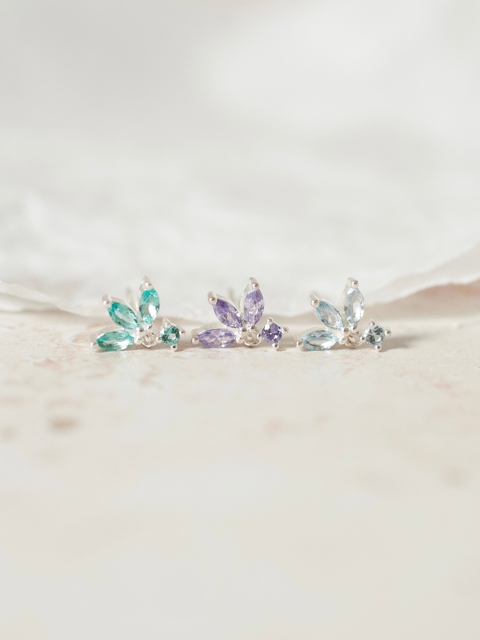 LIGHT BLUE PAVÉ SILVER | EARRINGS LAYERING SET