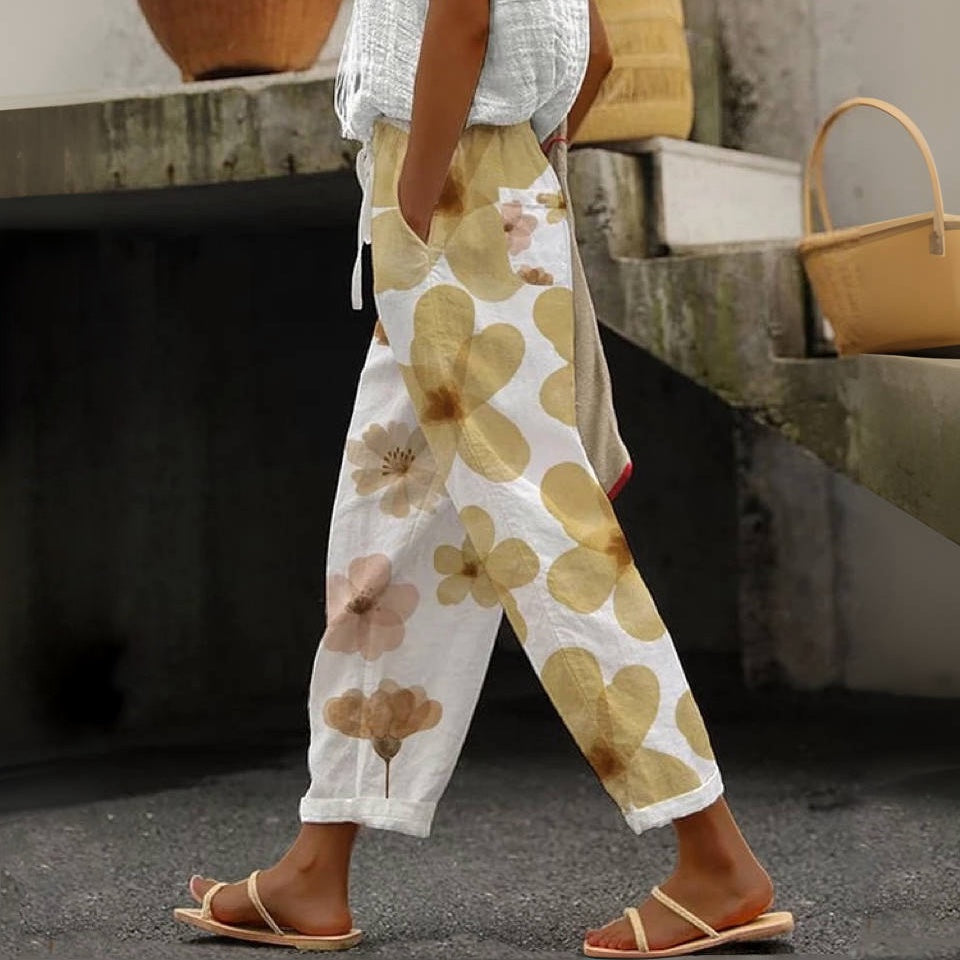 Classy Floral Print Side Pocket Pants