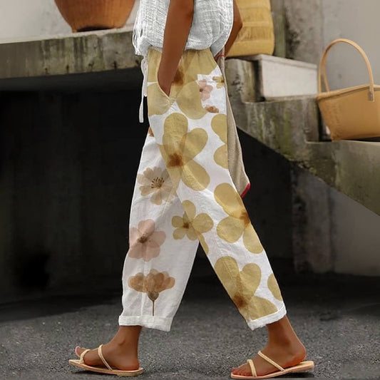 Classy Floral Print Side Pocket Pants