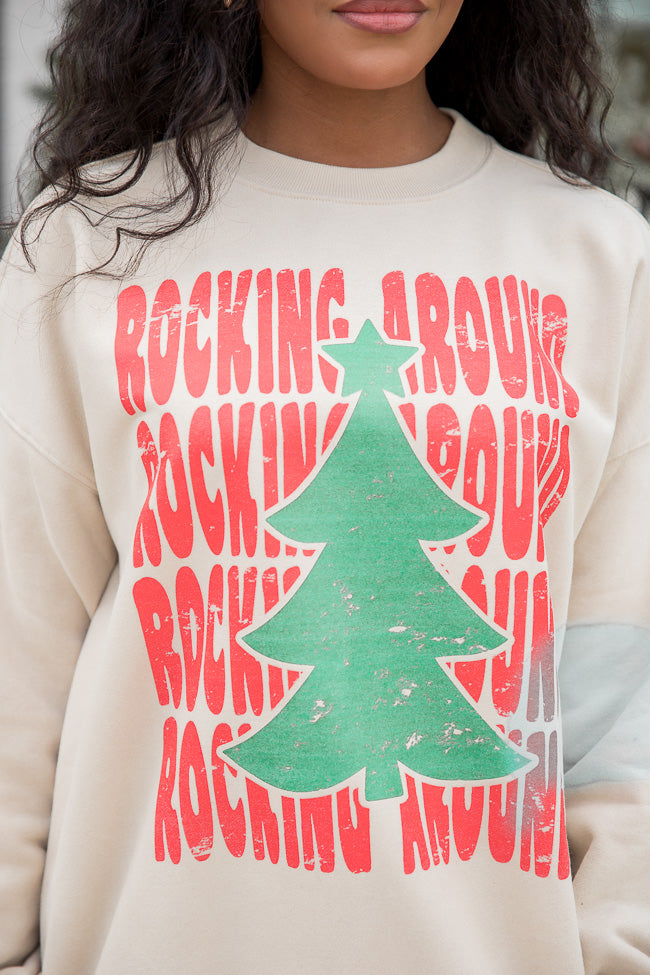 Rocking Around Christmas Cream Oversized Graphic Sweatshirt