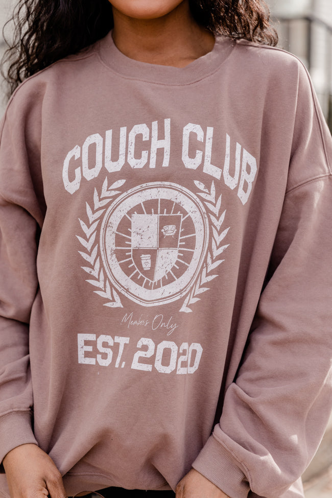 Couch Club Mocha Oversized Graphic Sweatshirt DOORBUSTER