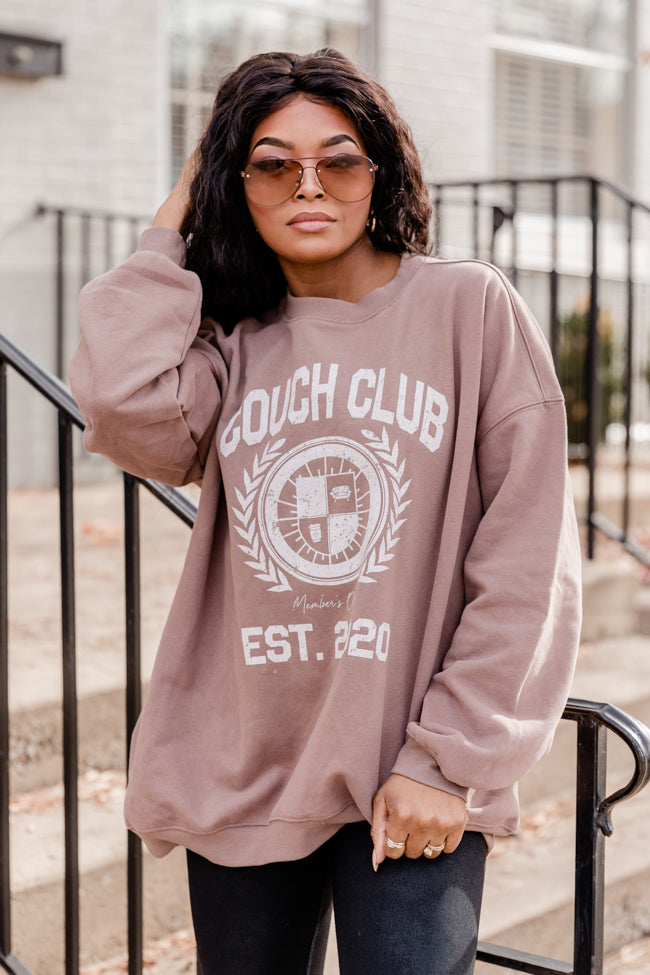 Couch Club Mocha Oversized Graphic Sweatshirt DOORBUSTER