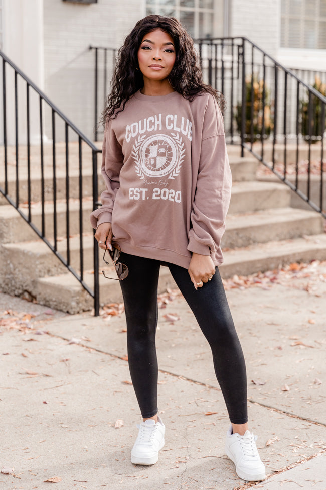 Couch Club Mocha Oversized Graphic Sweatshirt DOORBUSTER