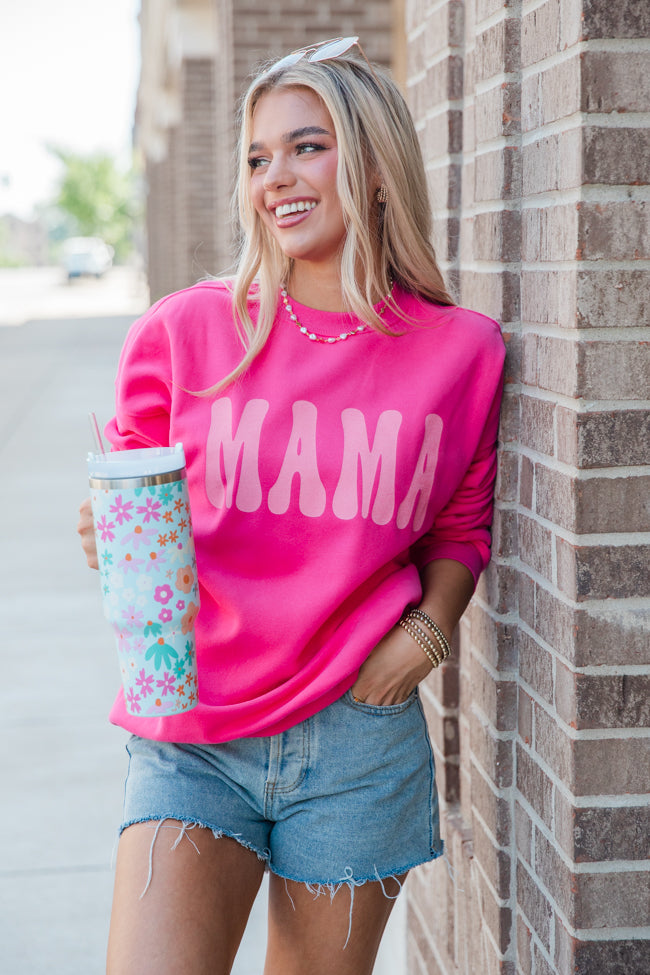 Mama Pink Hot Pink Oversized Graphic Sweatshirt