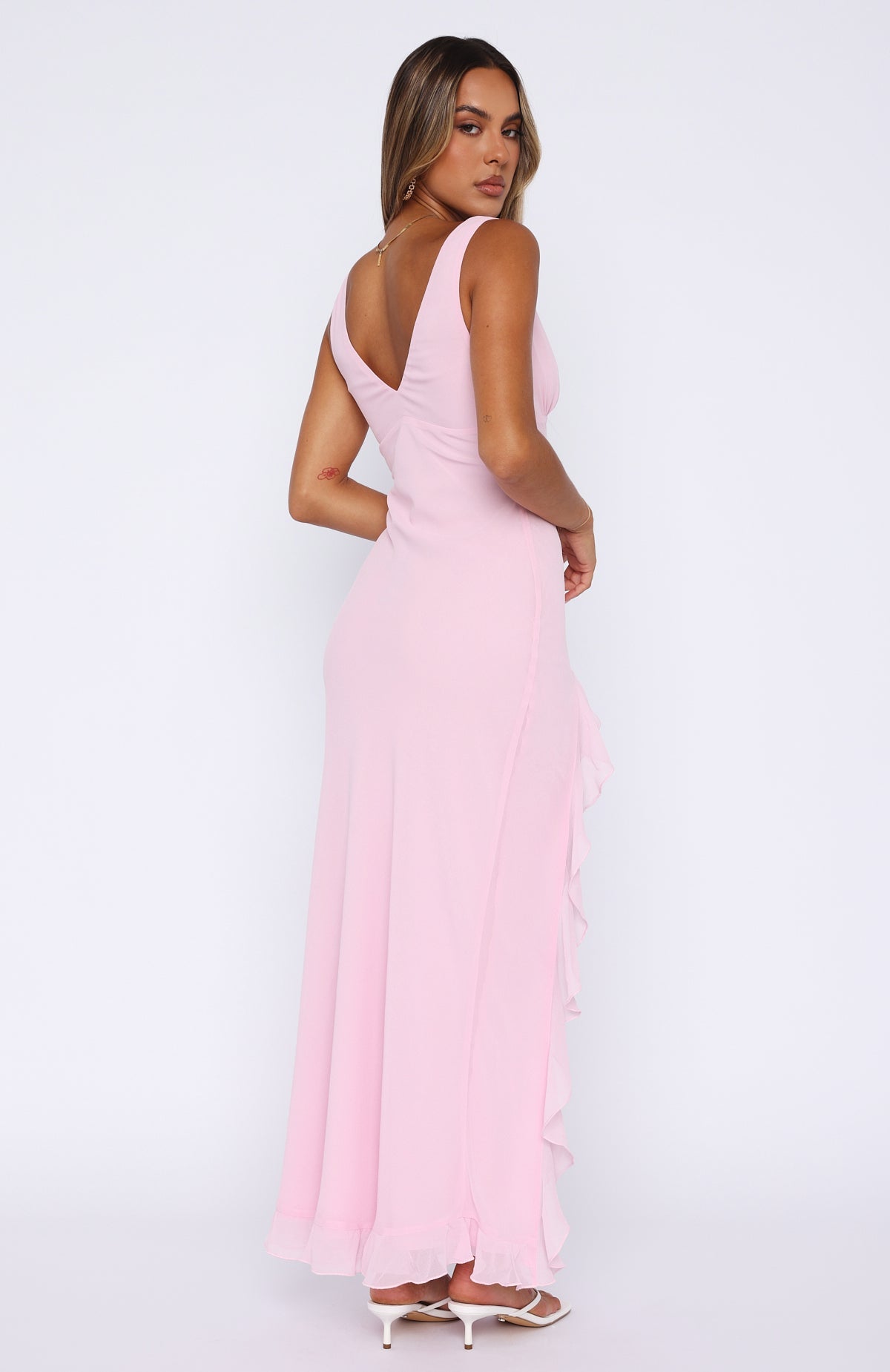 Aure Paris Slit Maxi Ruffled Dress