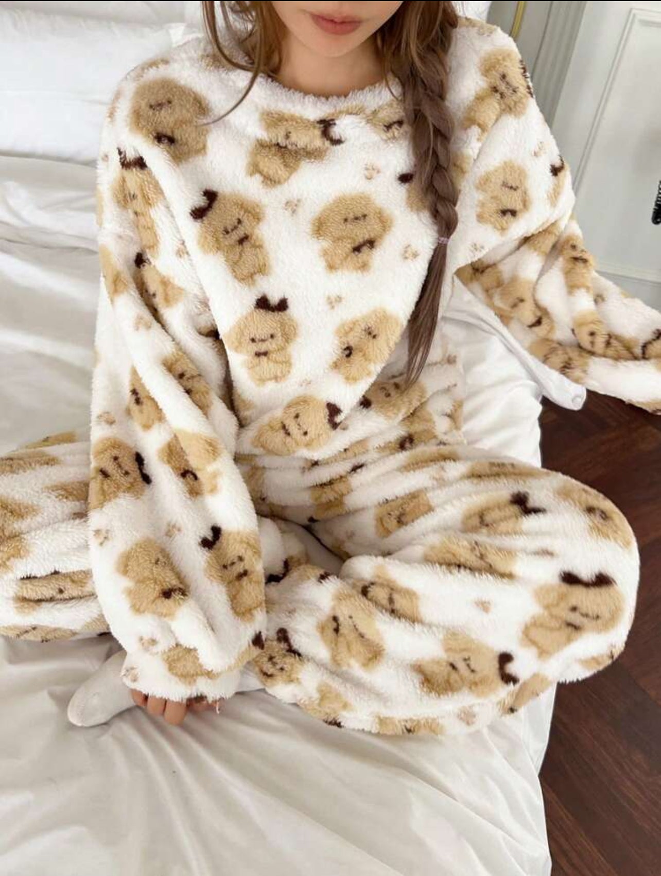 2 Piece Knit Pajama Set with Bear Characters