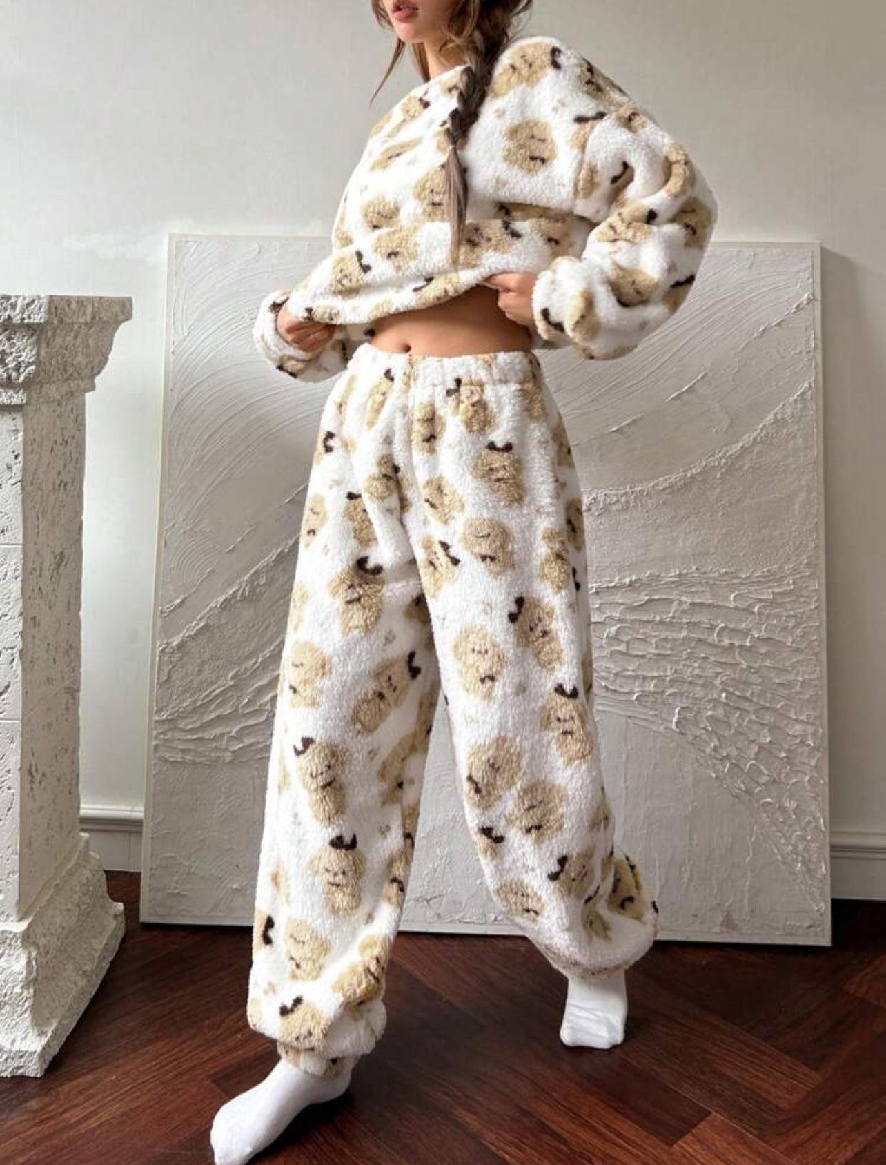 2 Piece Knit Pajama Set with Bear Characters