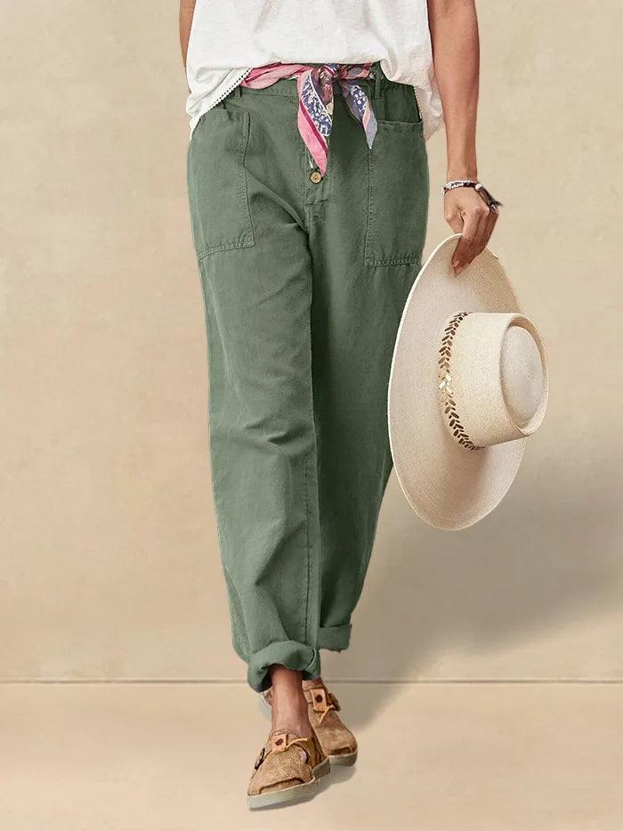 Aure Paris Linen Simple Button Fly Trousers