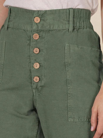 Aure Paris Linen Simple Button Fly Trousers