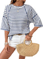 Women's Oversized Striped Color Block Summer T-Shirt
