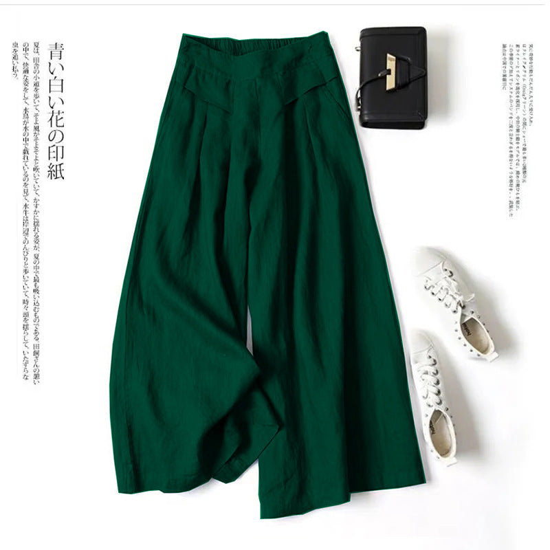 Women's Cotton-Linen Wide-Leg Pants