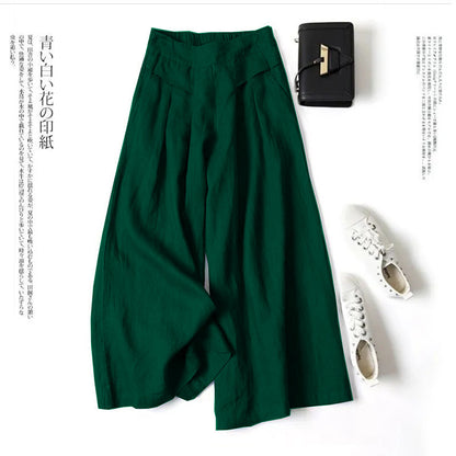 Women's Cotton-Linen Wide-Leg Pants