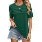 Women's Short Sleeve Pleated Front Scooped Neck Tops