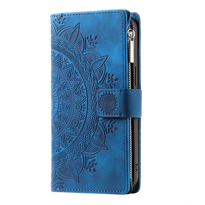 Luxury Leather Embossed Card Slots Zipper Wallet Case for Sumsung