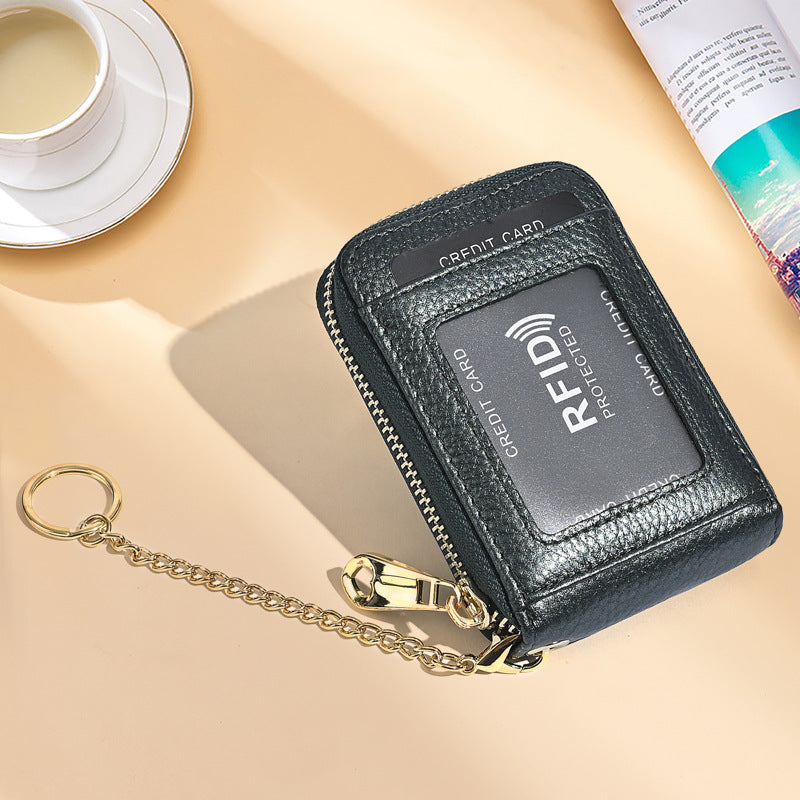Cross-Border Small Card Bag Document Bag Rfid Anti-Theft Bank Card Bus Card Document Bag Car Key Zipper Bag