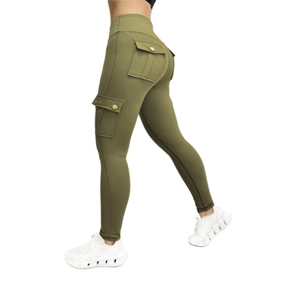 Workwear Style Fitness Sports Leggings With Pocket