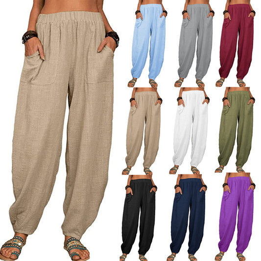 ✨Last Day 49% OFF✨Women's Solid Color Loose Cotton And Linen Casual Pants Buy 2 Get Free Shipping Today