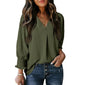 Women's Tight Loose Top V Neck Casual Loose Cropped Sleeve Shirt