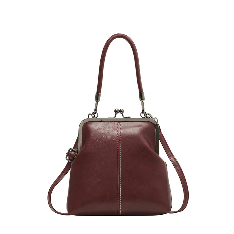 Women's Kiss Lock Crossbody Bag with Top Handle