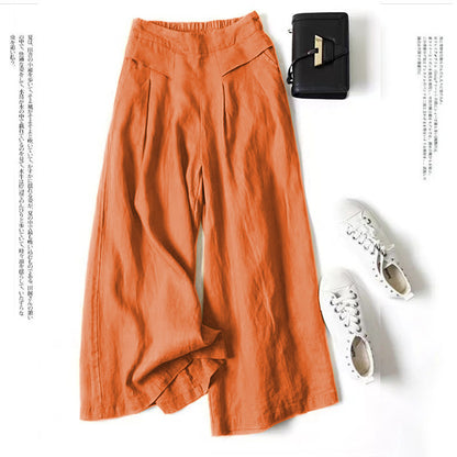 Women's Cotton-Linen Wide-Leg Pants
