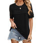 Women's Short Sleeve Pleated Front Scooped Neck Tops