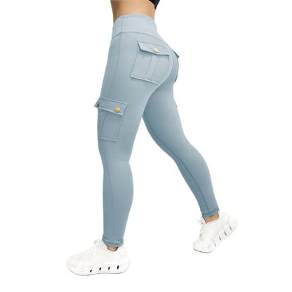 Workwear Style Fitness Sports Leggings With Pocket