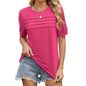 Women's Short Sleeve Pleated Front Scooped Neck Tops