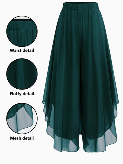 Women's Asymmetrical Chiffon Wide-Leg Pants