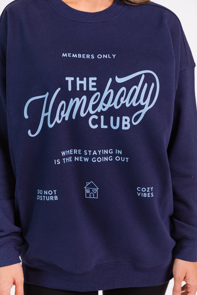 The Homebody Club Navy Oversized Graphic Sweatshirt DOORBUSTER