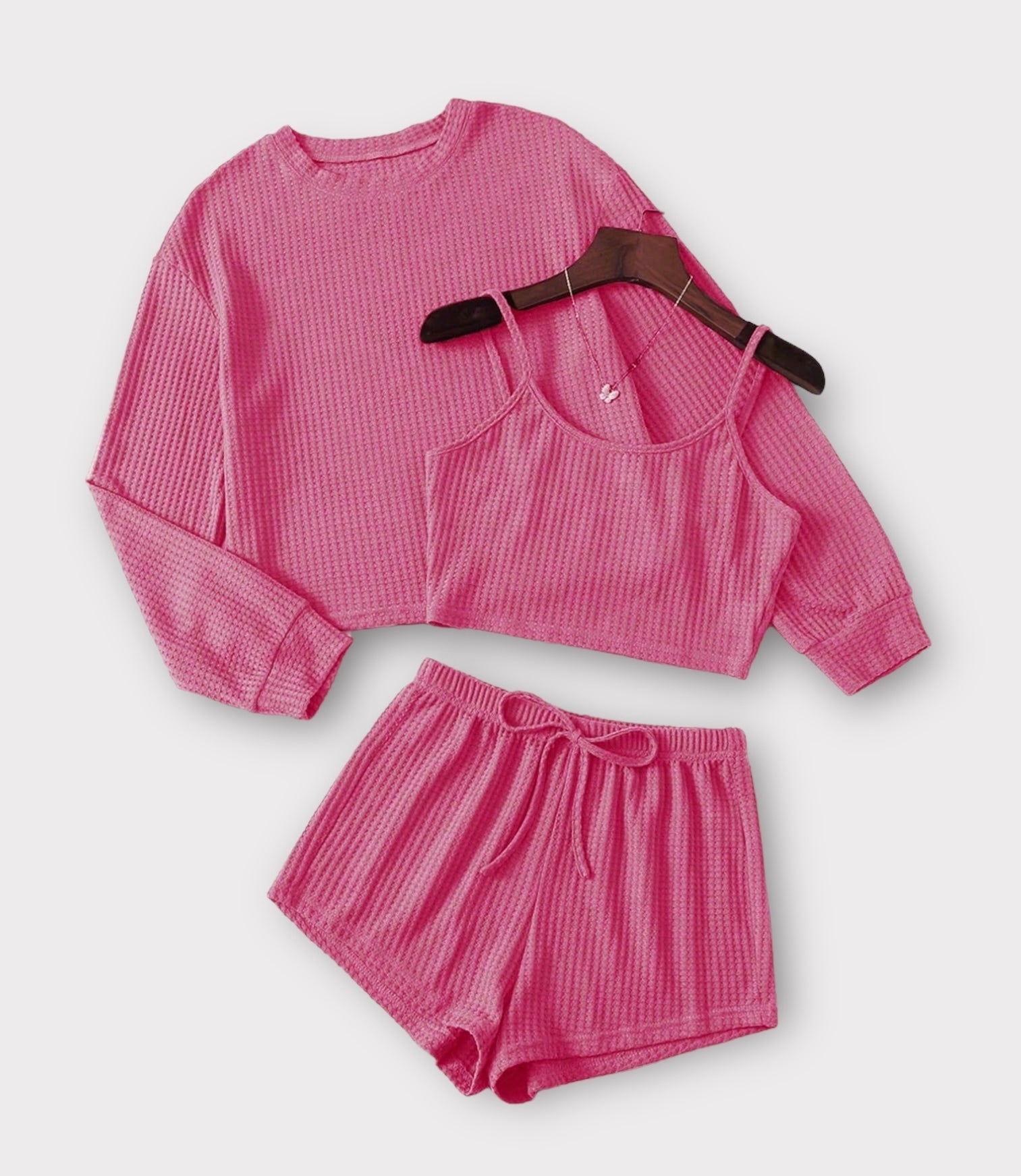 3 Piece Set with Shorts, Tank Top and Long Sleeve Top