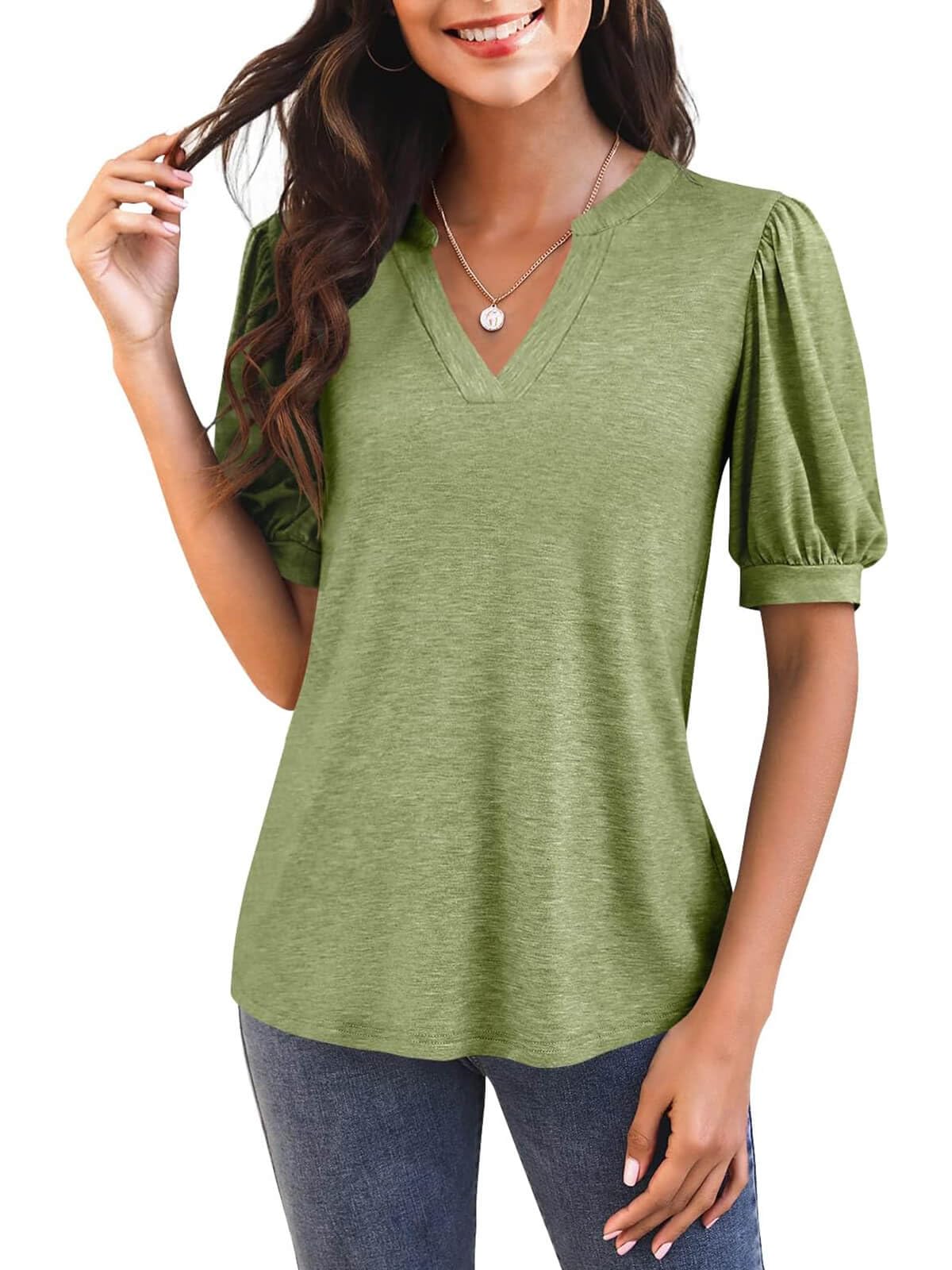 Hot Sale-2025 Fall Puff Sleeve Loose Dressy Blouses