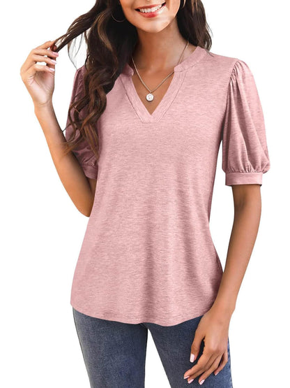 Hot Sale-2025 Fall Puff Sleeve Loose Dressy Blouses