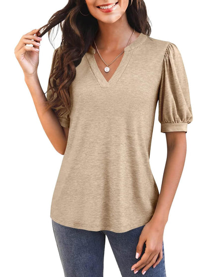 Hot Sale-2025 Fall Puff Sleeve Loose Dressy Blouses