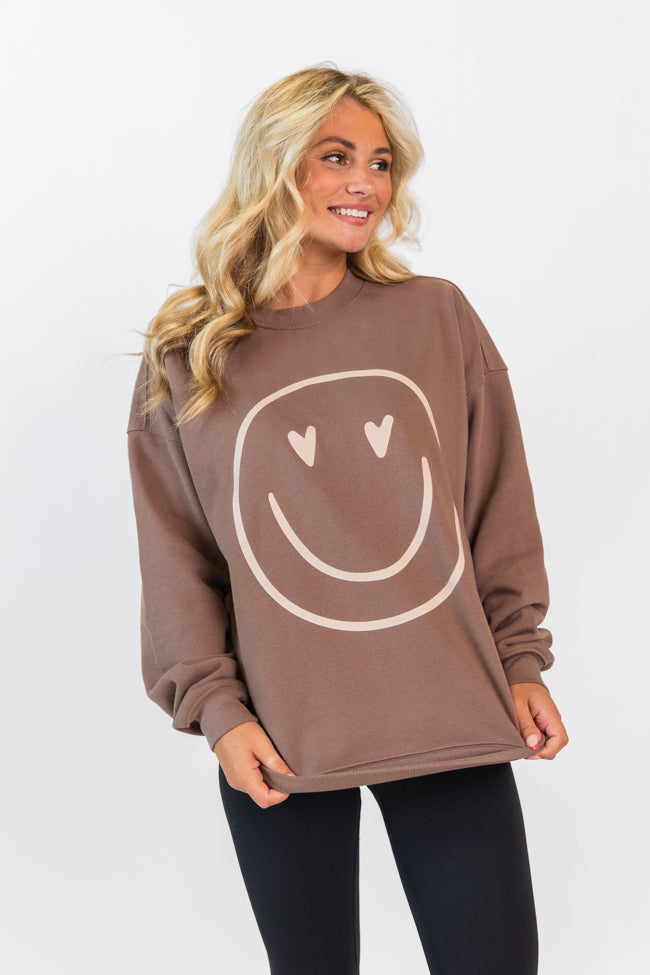 Tara Mocha Oversized Graphic Sweatshirt Emily Fauver X Pink Lily