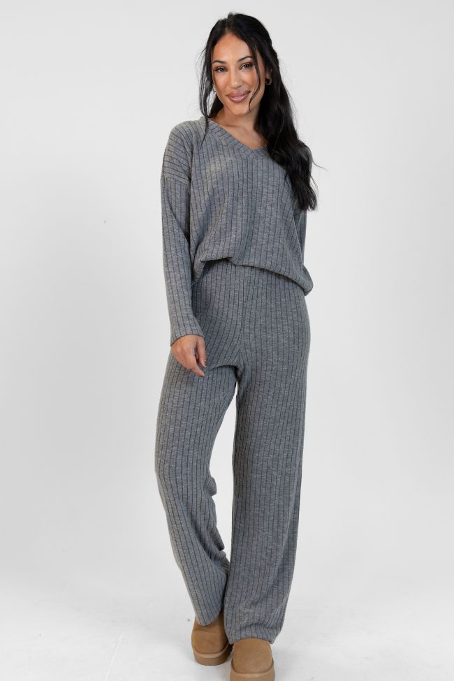 Comfort Zone Charcoal Ribbed Lounge Pants