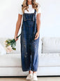 Loose Fit Distressed Denim Overalls