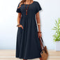 Stitch Short Sleeve Round Neck Dress