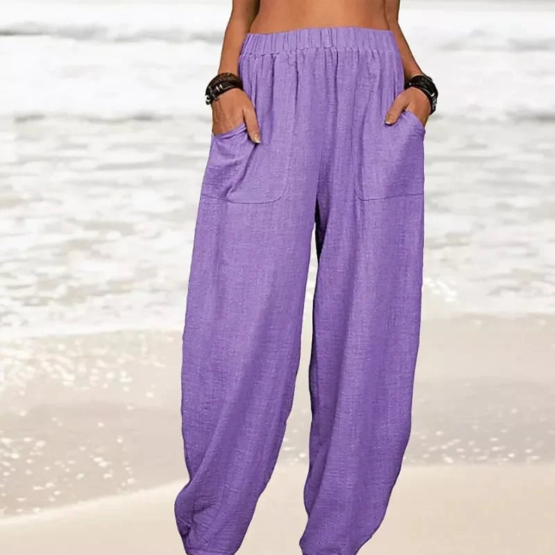 ✨Last Day 49% OFF✨Women's Solid Color Loose Cotton And Linen Casual Pants Buy 2 Get Free Shipping Today
