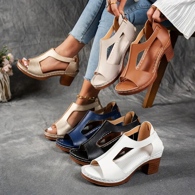 Women's Chunky Heel Sandals-Arch Support Sandals