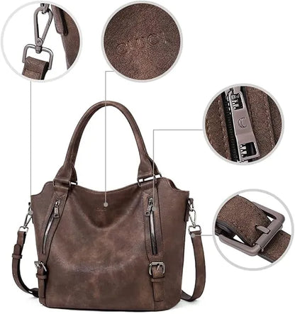 👜CLUCI Vegan Leather Large Handbags Tote Purse Shoulder Bag with Adjustable Strap