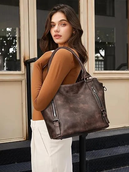 👜CLUCI Vegan Leather Large Handbags Tote Purse Shoulder Bag with Adjustable Strap