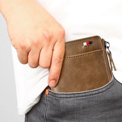 Men Wallet Zipper Purse with Rfid Protected