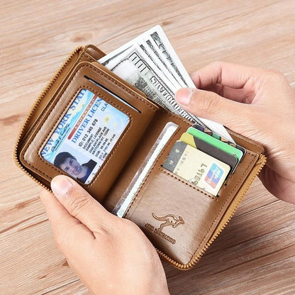 Men Wallet Zipper Purse with Rfid Protected