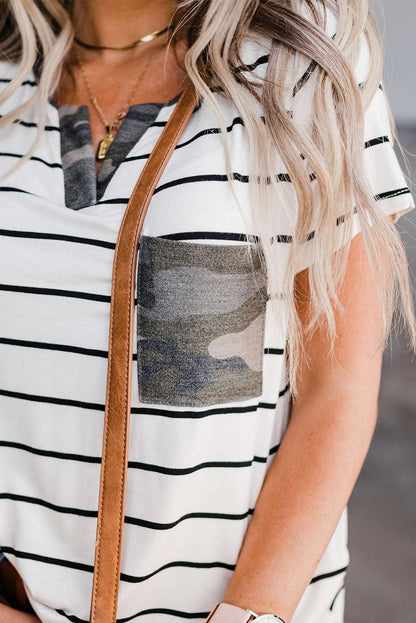 Camo Pocket Striped T Shirt