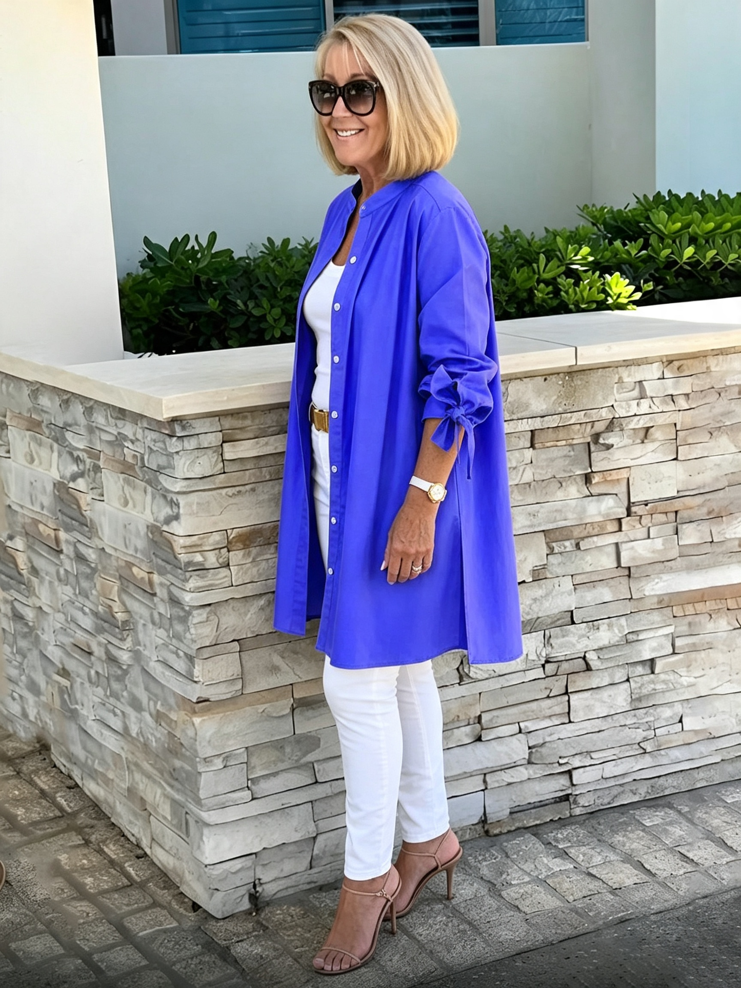 Solid Color Long Cotton Shirt Jackets Women Swing Jacket Shap Flattering Gathered Yolk At The Back