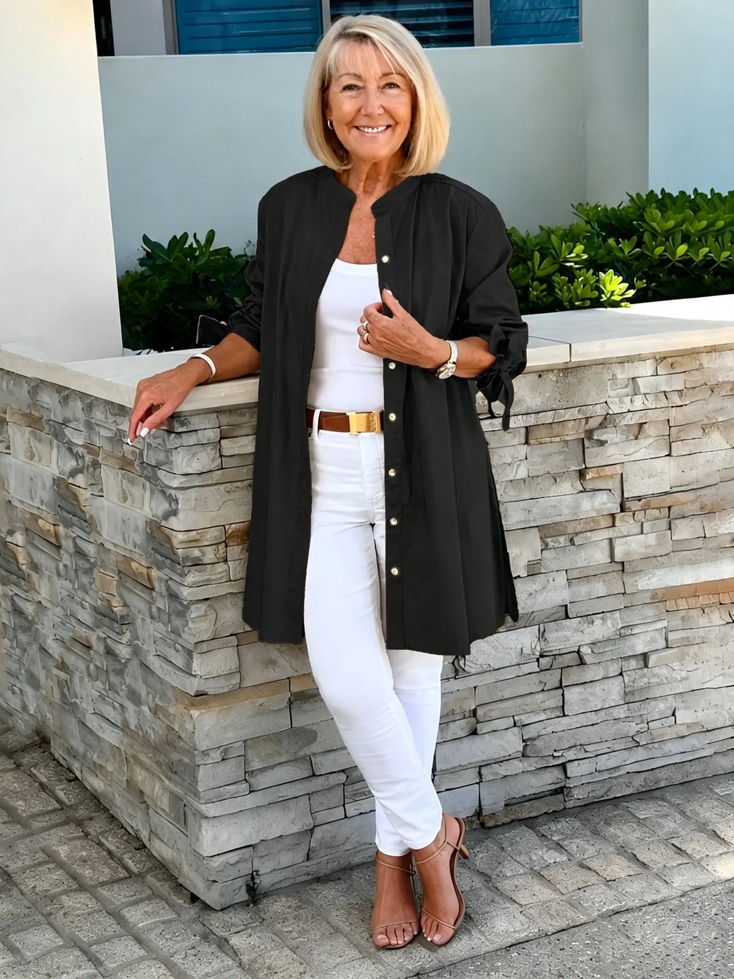 Solid Color Long Cotton Shirt Jackets Women Swing Jacket Shap Flattering Gathered Yolk At The Back