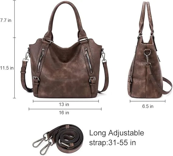 👜CLUCI Vegan Leather Large Handbags Tote Purse Shoulder Bag with Adjustable Strap